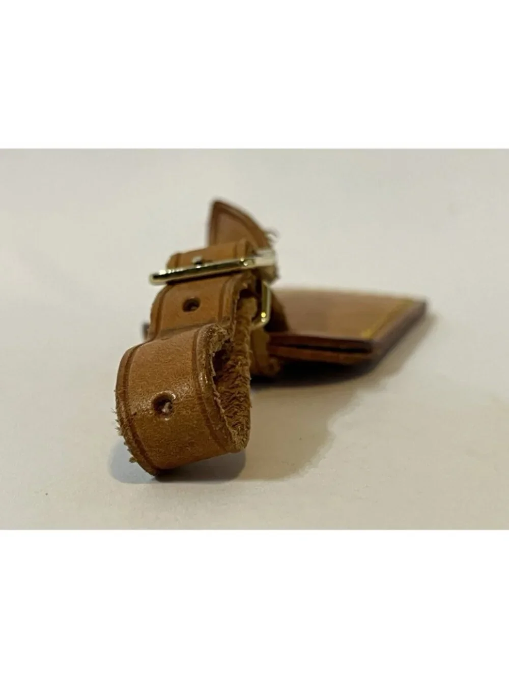 Authentic Louis Vuitton Vachetta Leather Luggage Tag Brass Buckle Made France